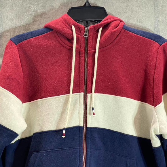 RE-SPUN By Marine Layer Women's Navy Colorblock Full-Zip Hooded Sweater SZ M - Picture 3 of 9